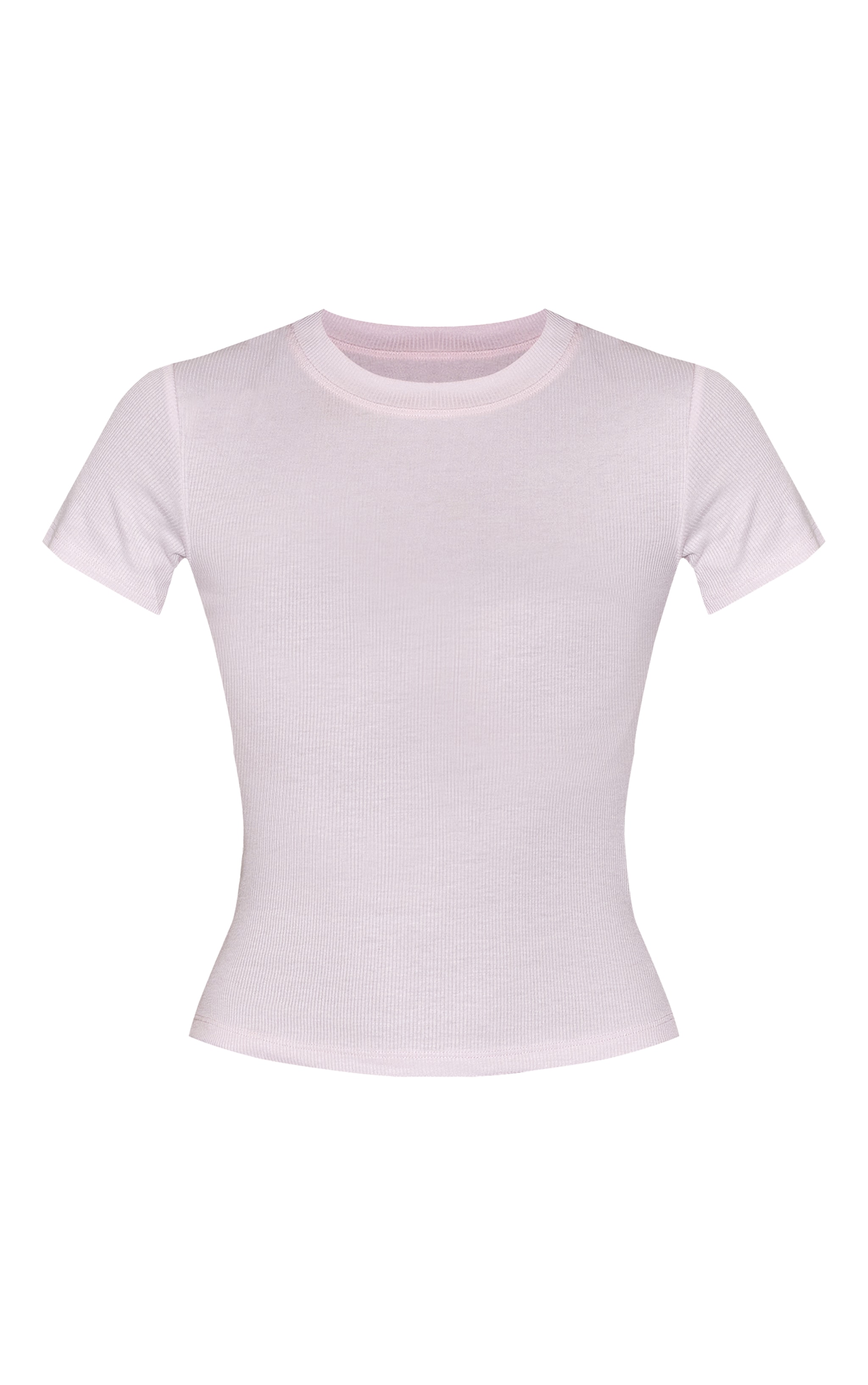 Pale Pink Soft Rib Crew Neck Short Sleeve Top image 5
