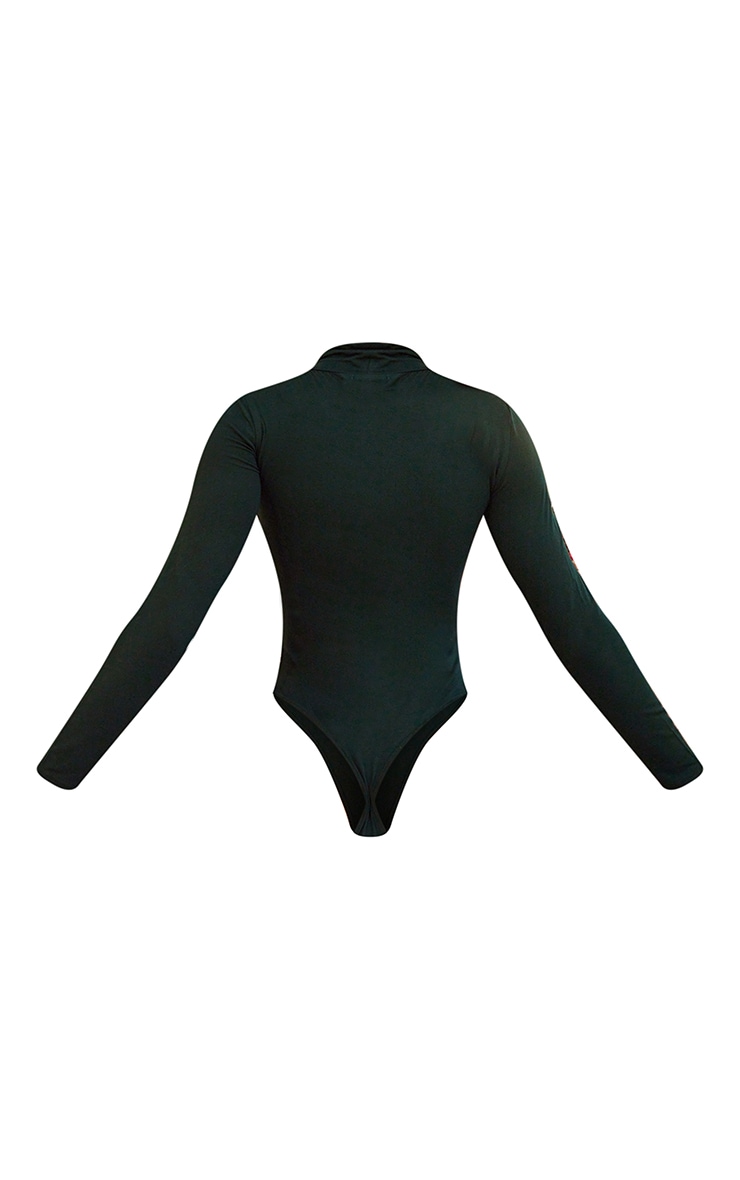 Dark Green Naughty List Print Bodysuit image 6