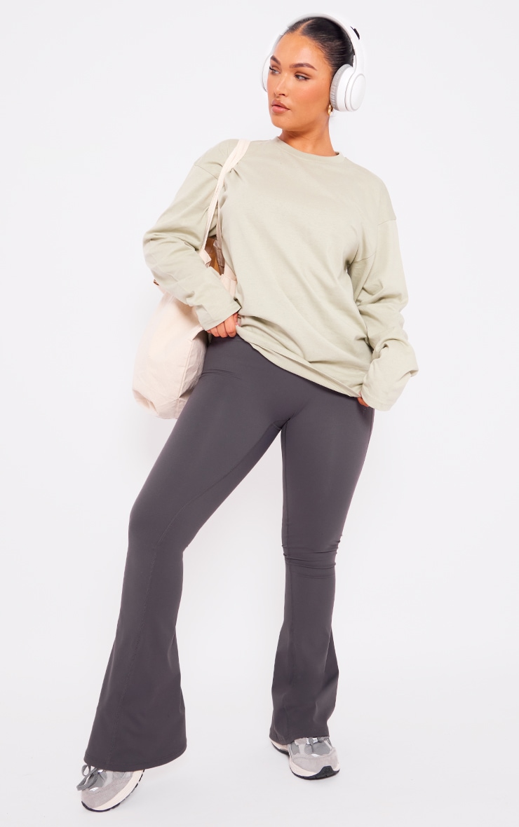 Sage Green Cotton Oversized Long Sleeve T-shirt image 3