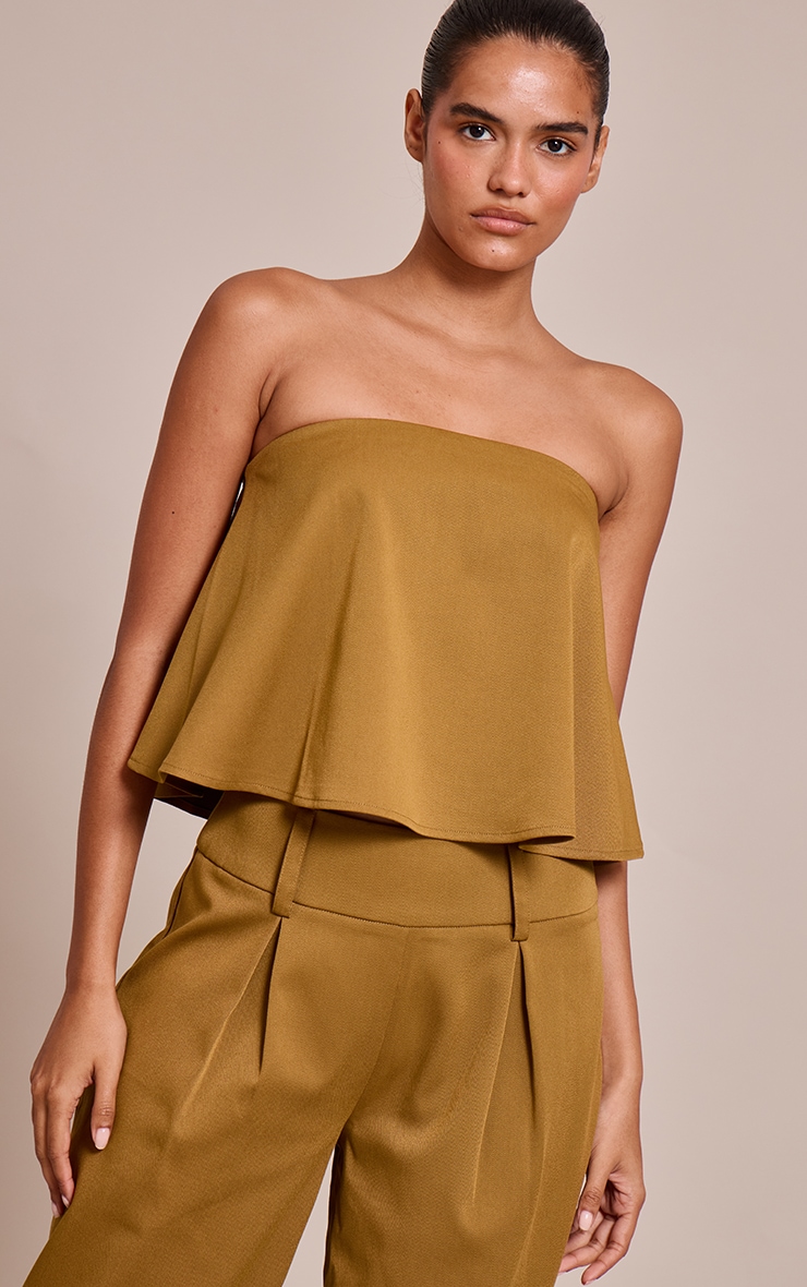 Bustier de tailleur fluide tissé marron foncé image 4