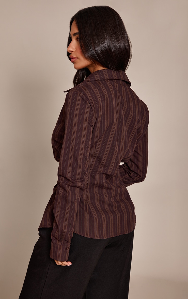 Petite Chocolate Stripe Cinched Shirt  image 2