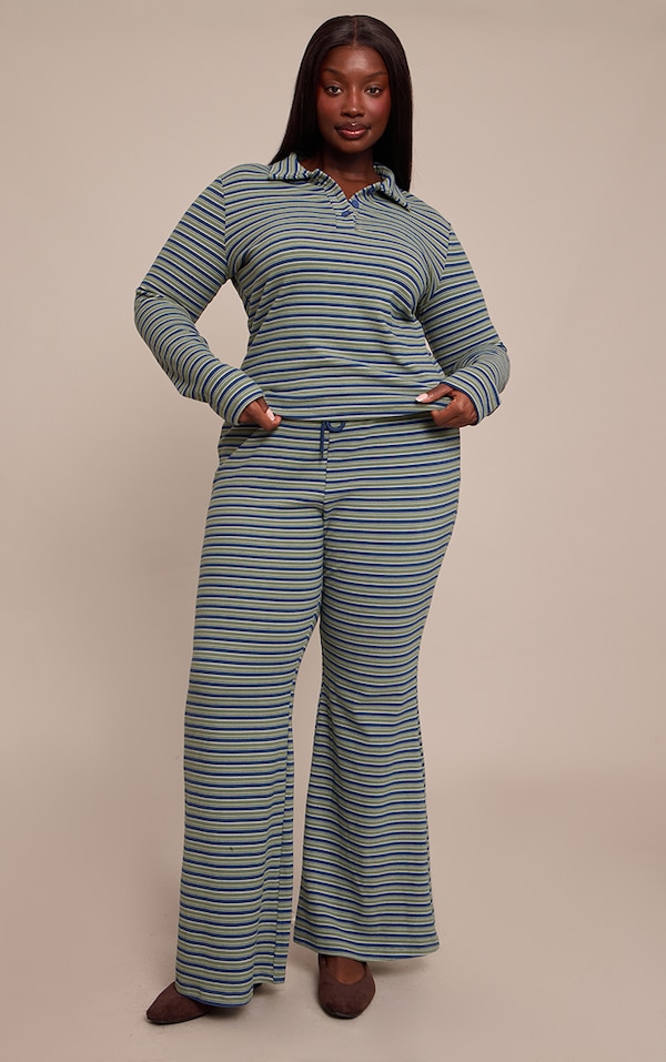 Plus Pinstripe Green Skinny Flare Pant