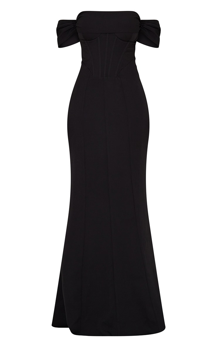 Black Corset Detail Bardot Bridesmaid Dress image 6