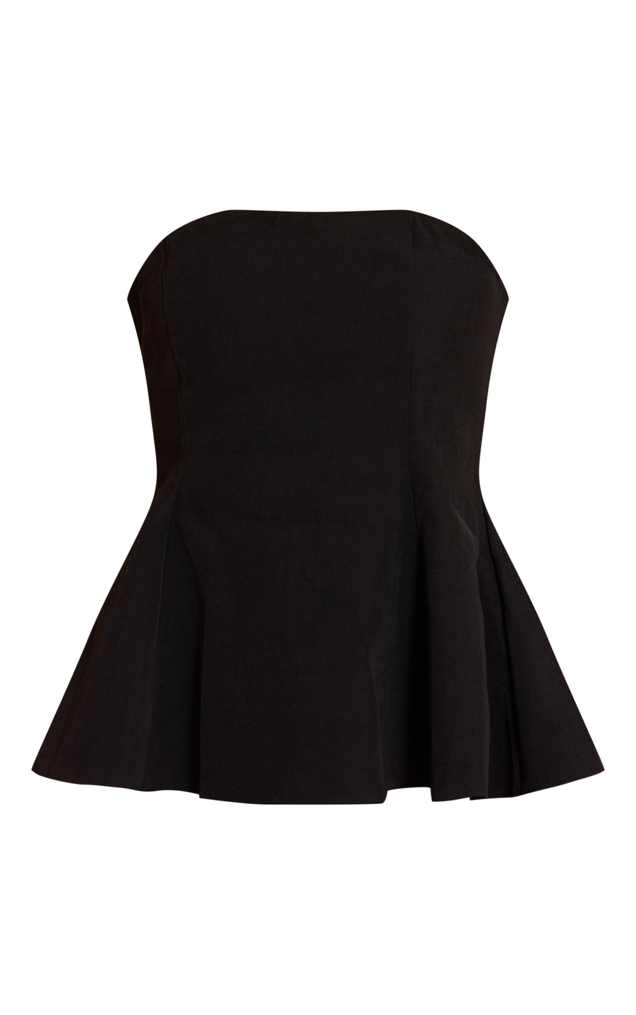 Black Woven Structured Peplum Bandeau Top image 5