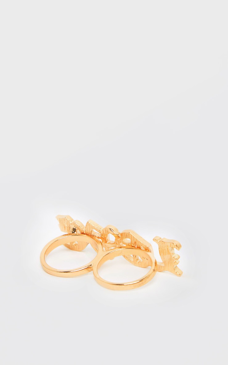 Gold Gothic Love Slogan Ring image 3