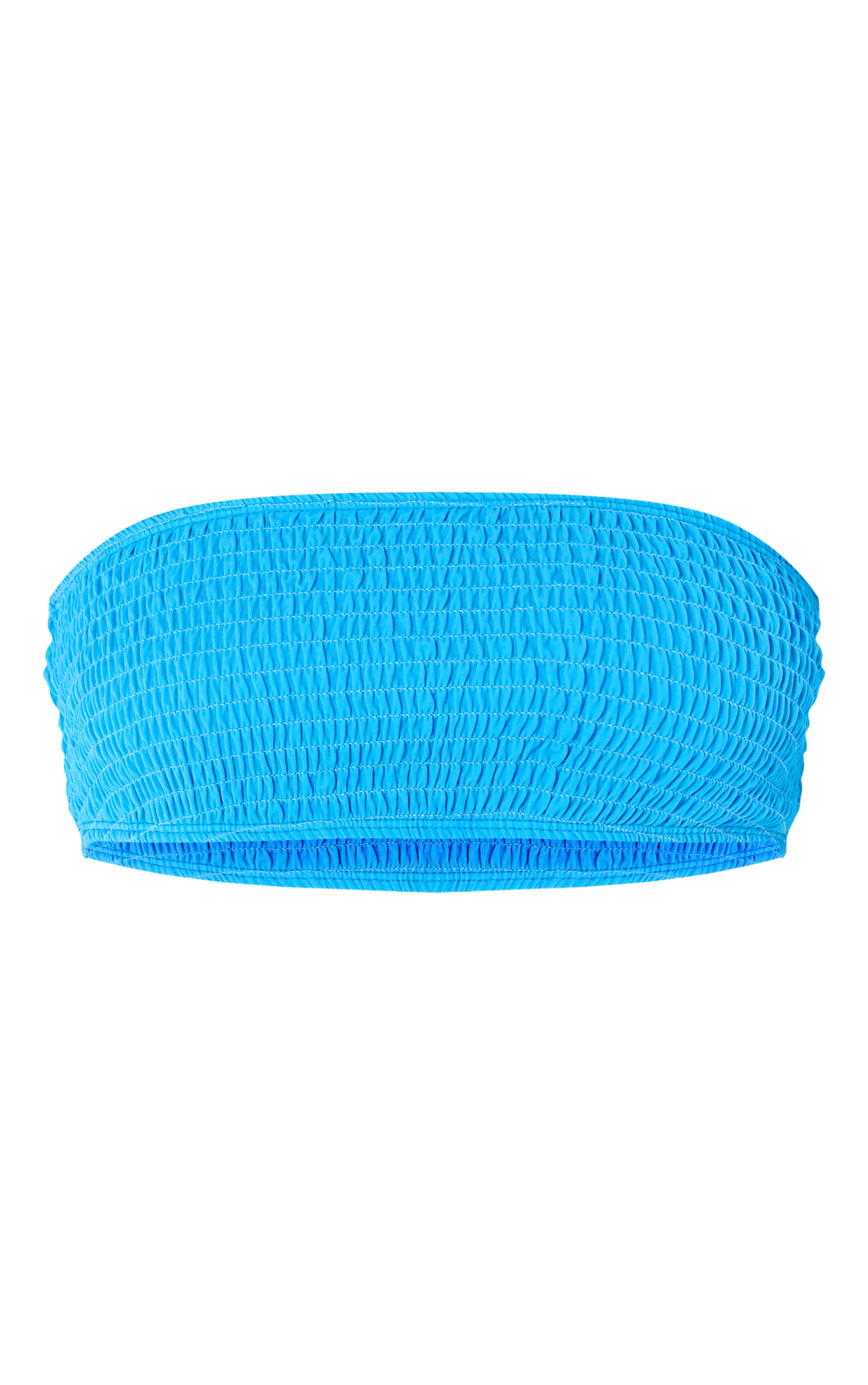 Blue Shirred Bandeau Bikini Top image 5