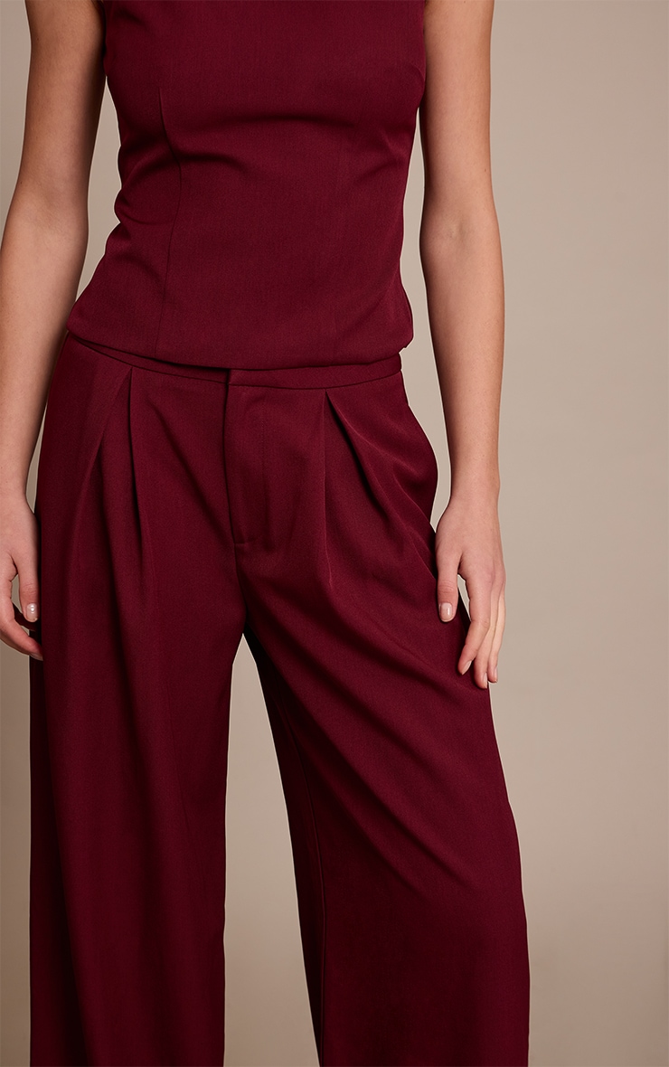 Wine Woven Tailored Wide Leg Pants image 4