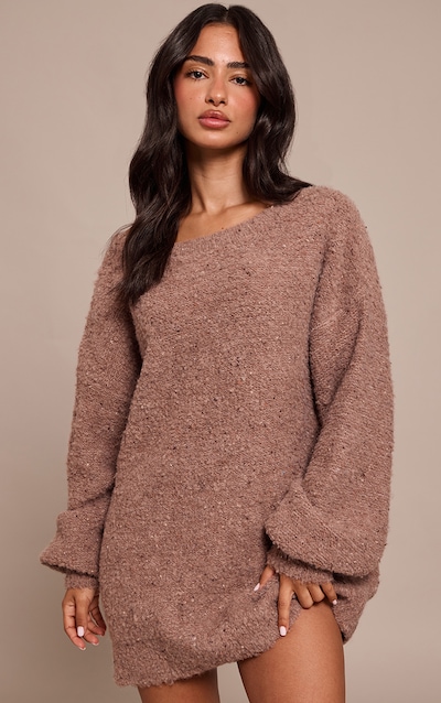 Petite Chocolate Open Back Knitted Dress