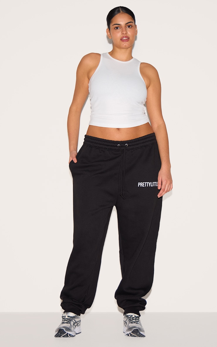 PRETTYLITTLETHING Plus Deep Black High Waisted Cuffed Joggers image 1