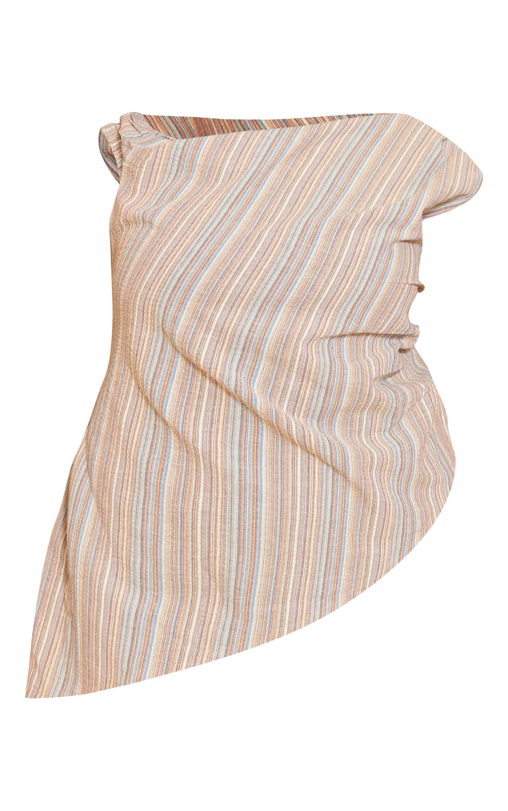 Plus Multi Textured Stripe One Shoulder Asymmetric Long Top image 5