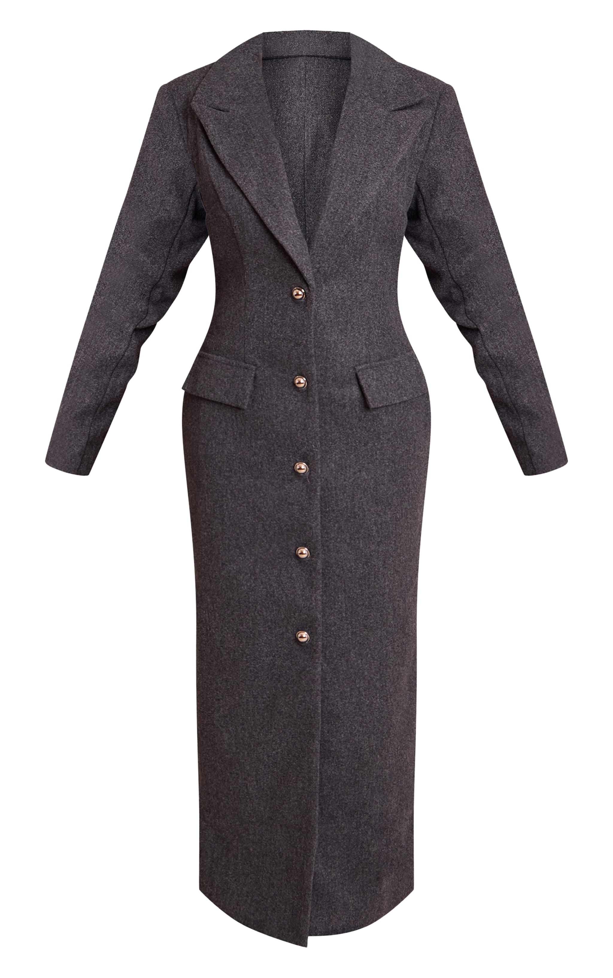 Petite Charcoal Wool Look Oversized Trench Coat  image 5