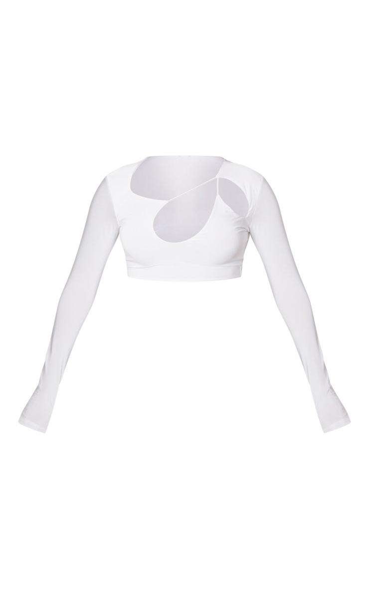 White Slinky Strappy Cut Out Crop Top image 5