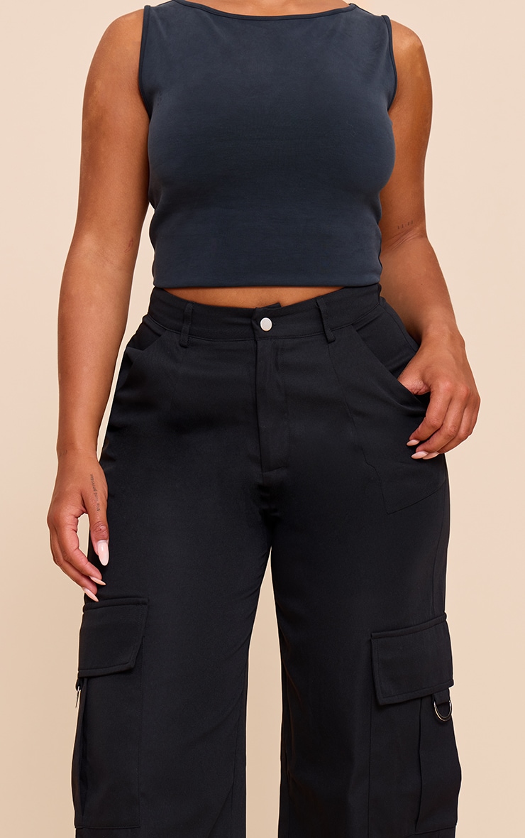 Shape Black Buckle Cargo Wide Leg Pants image 2