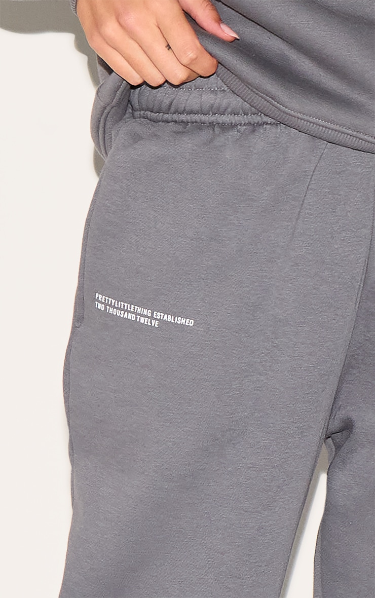 PRETTYLITTLETHING Logo Charcoal Grey Est 2012 Cuffed Sweatpants image 4