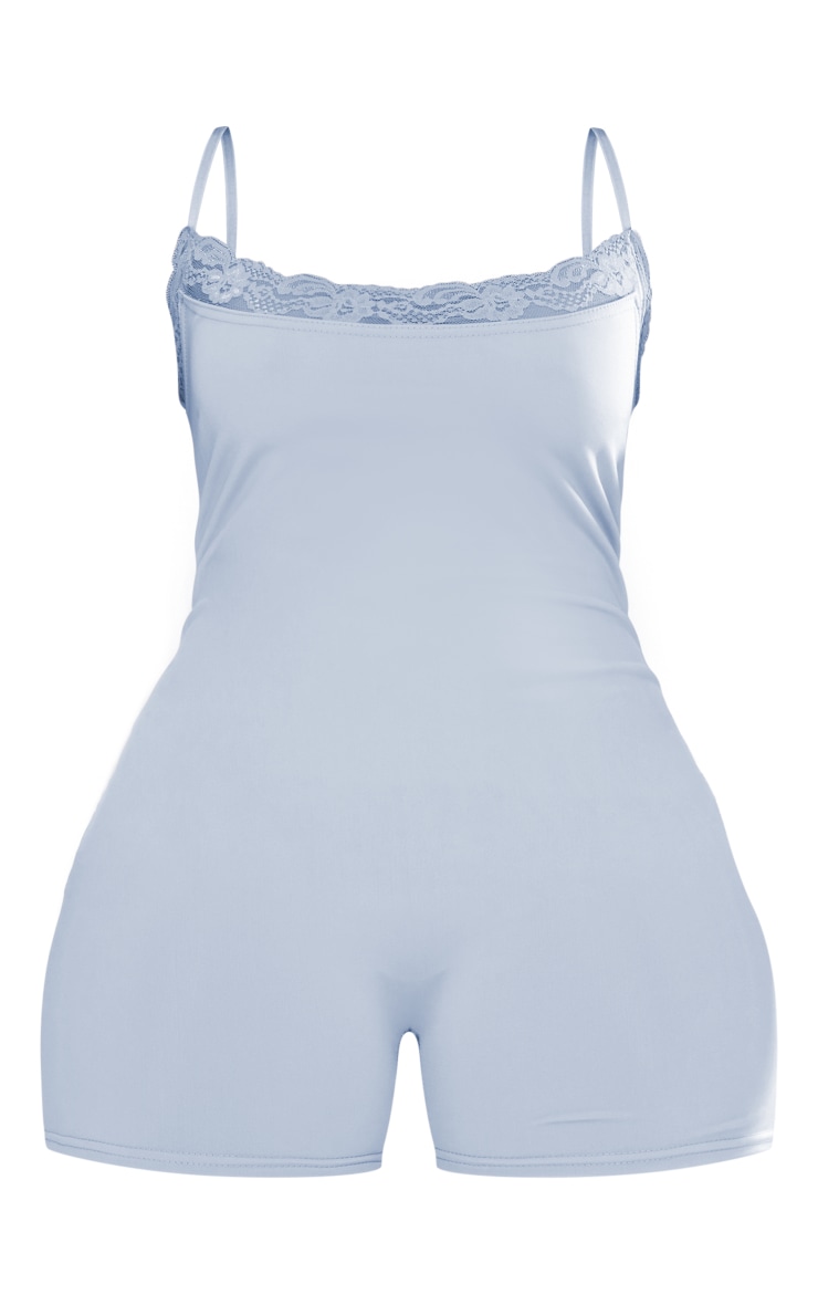 Shape Pale Blue Lace Detail Mat Sculpt Unitard image 5