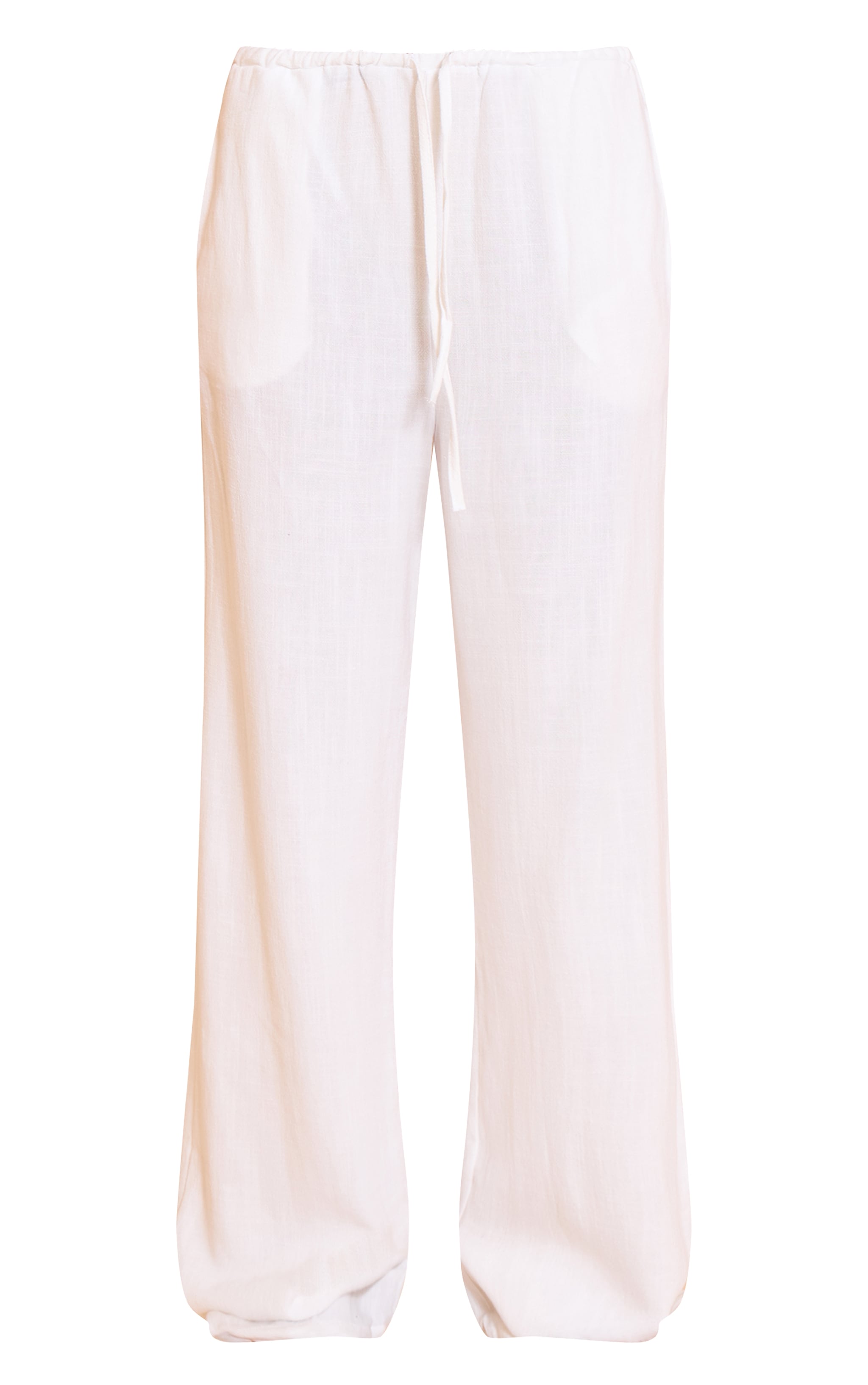 Pantalon large texturé blanc taille mi-haute image 5