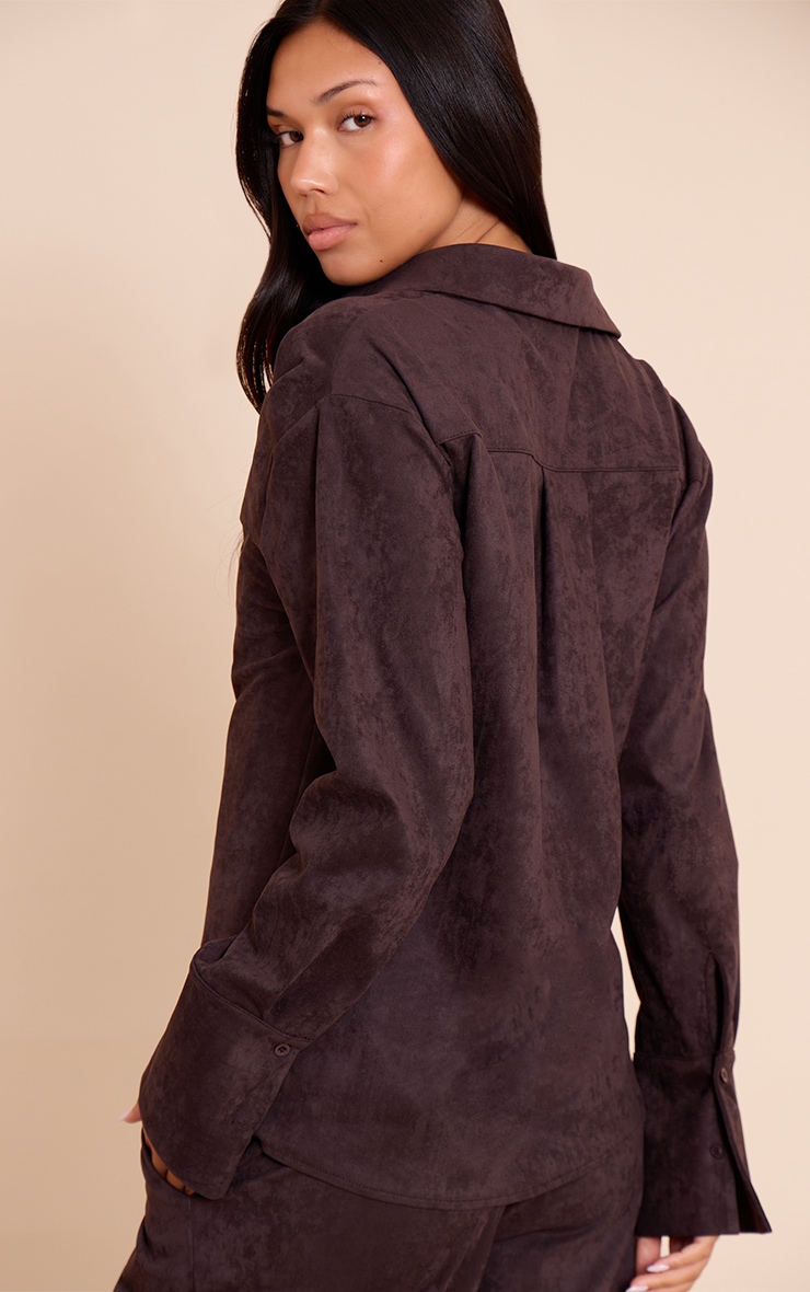 Chocolate Suede Wrap Over Shirt image 2