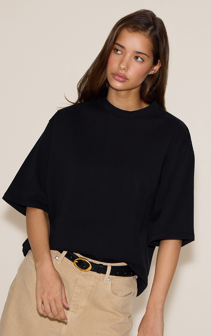 Black Oversized Boxy T Shirt | Tops | PrettyLittleThing USA