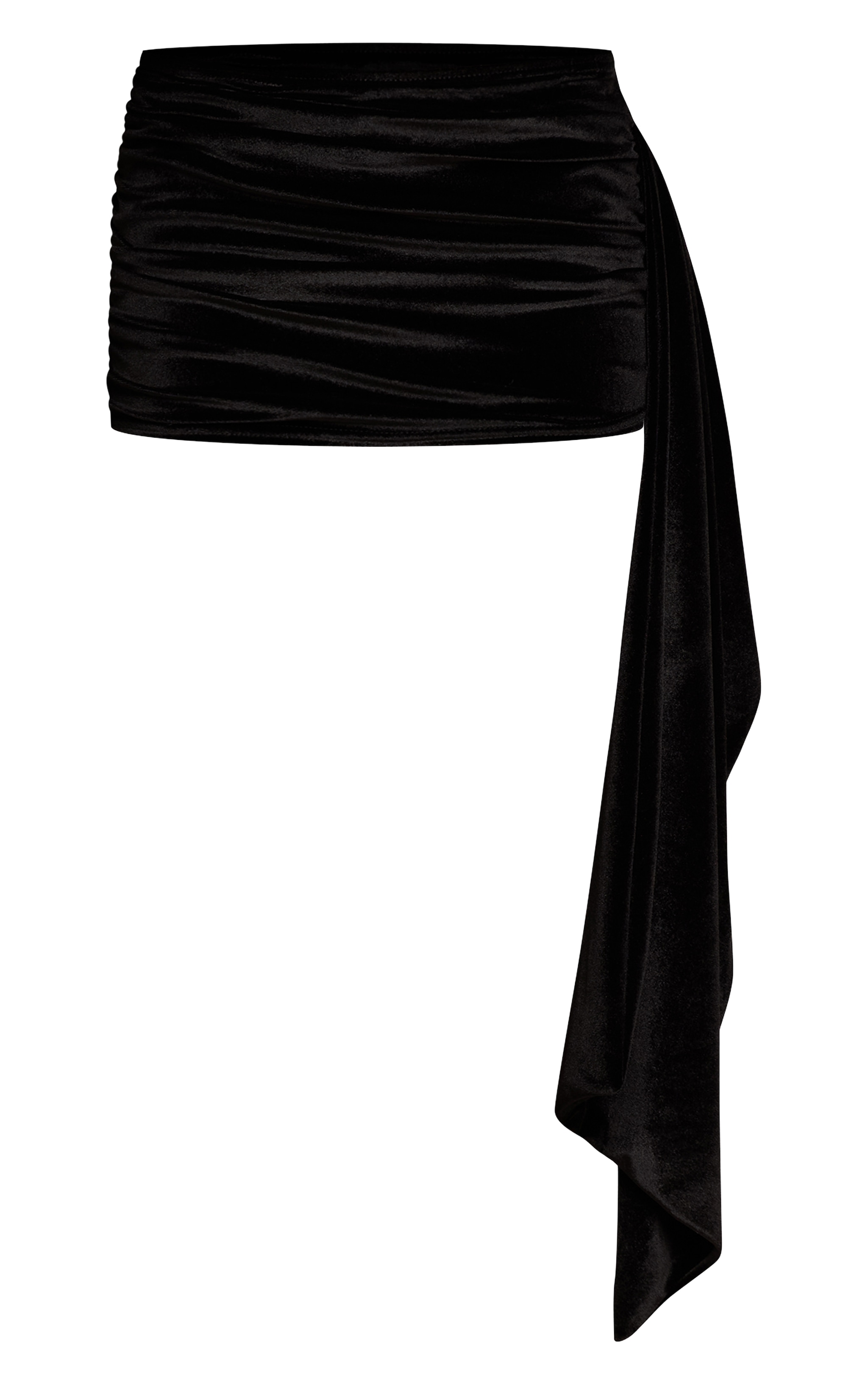 Black Velvet Drape Detail Mini Skirt image 6
