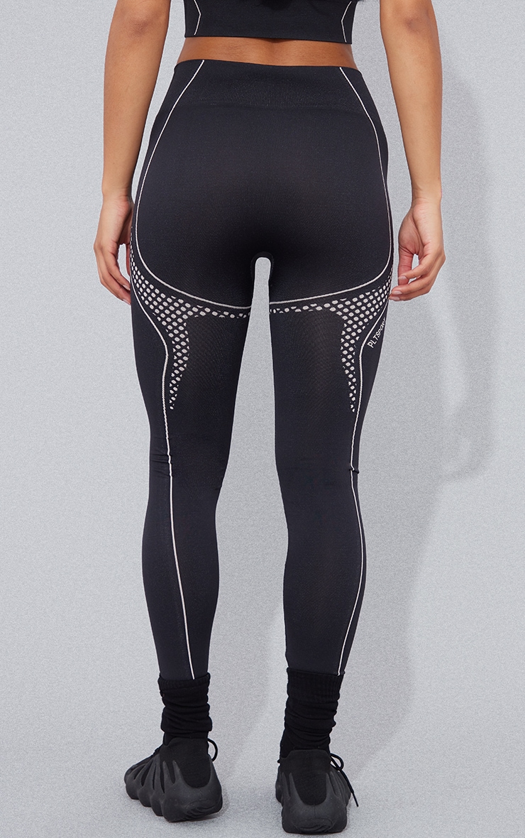 PRETTYLITTLETHING Black Sport Seamless Dot Detail Sports Leggings image 3