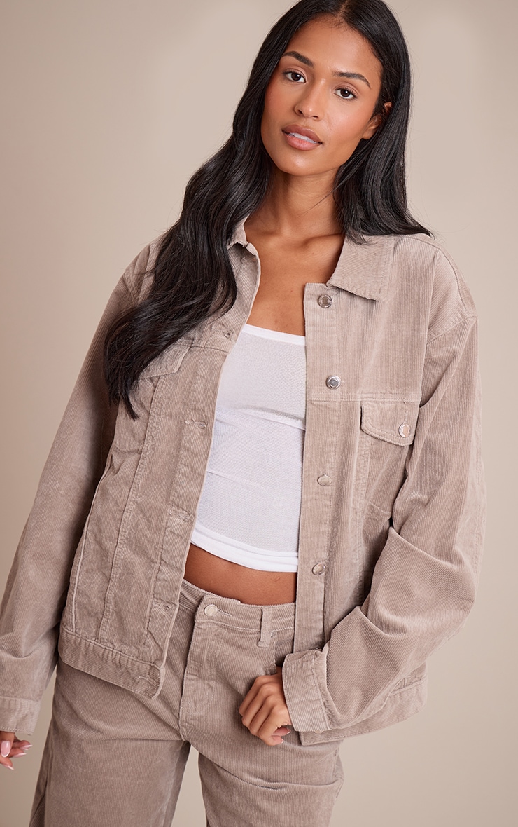 Tall Chemise en velours côtelé style jean taupe