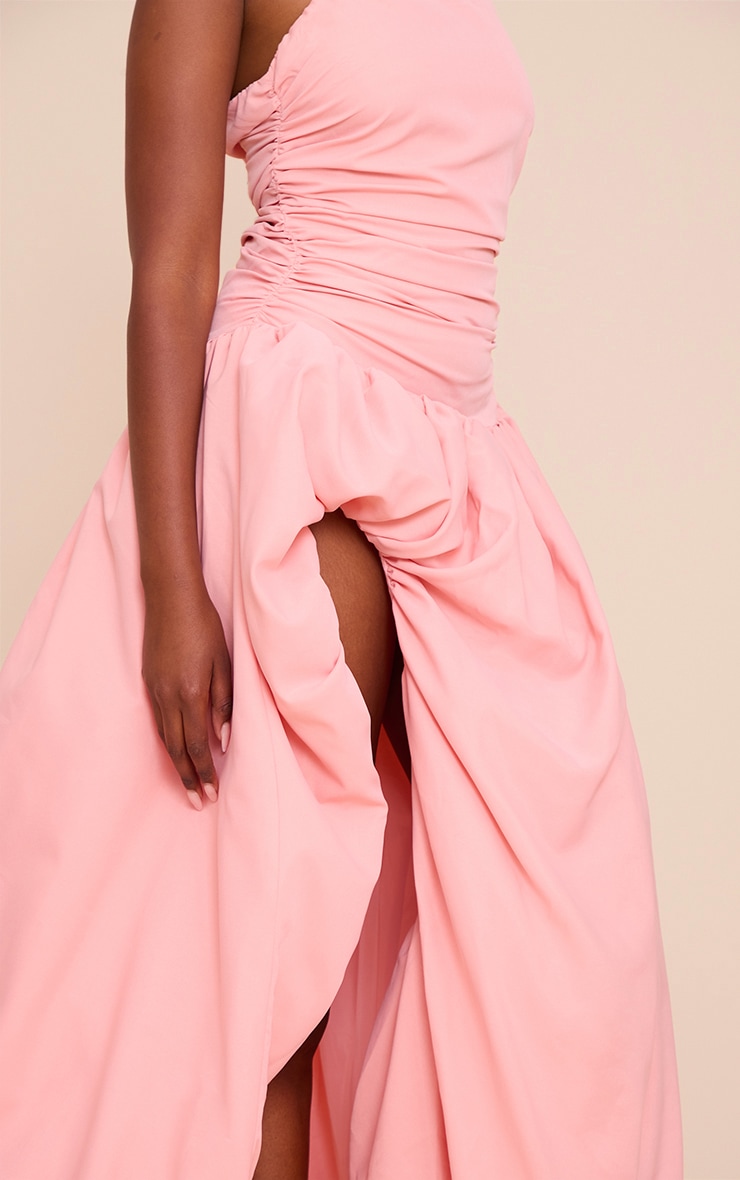 Blush Ruched Bandeau Split Maxi Dress image 4
