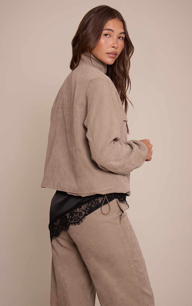 Mushroom Peach Skin Zip Up High Neck Jacket image 2