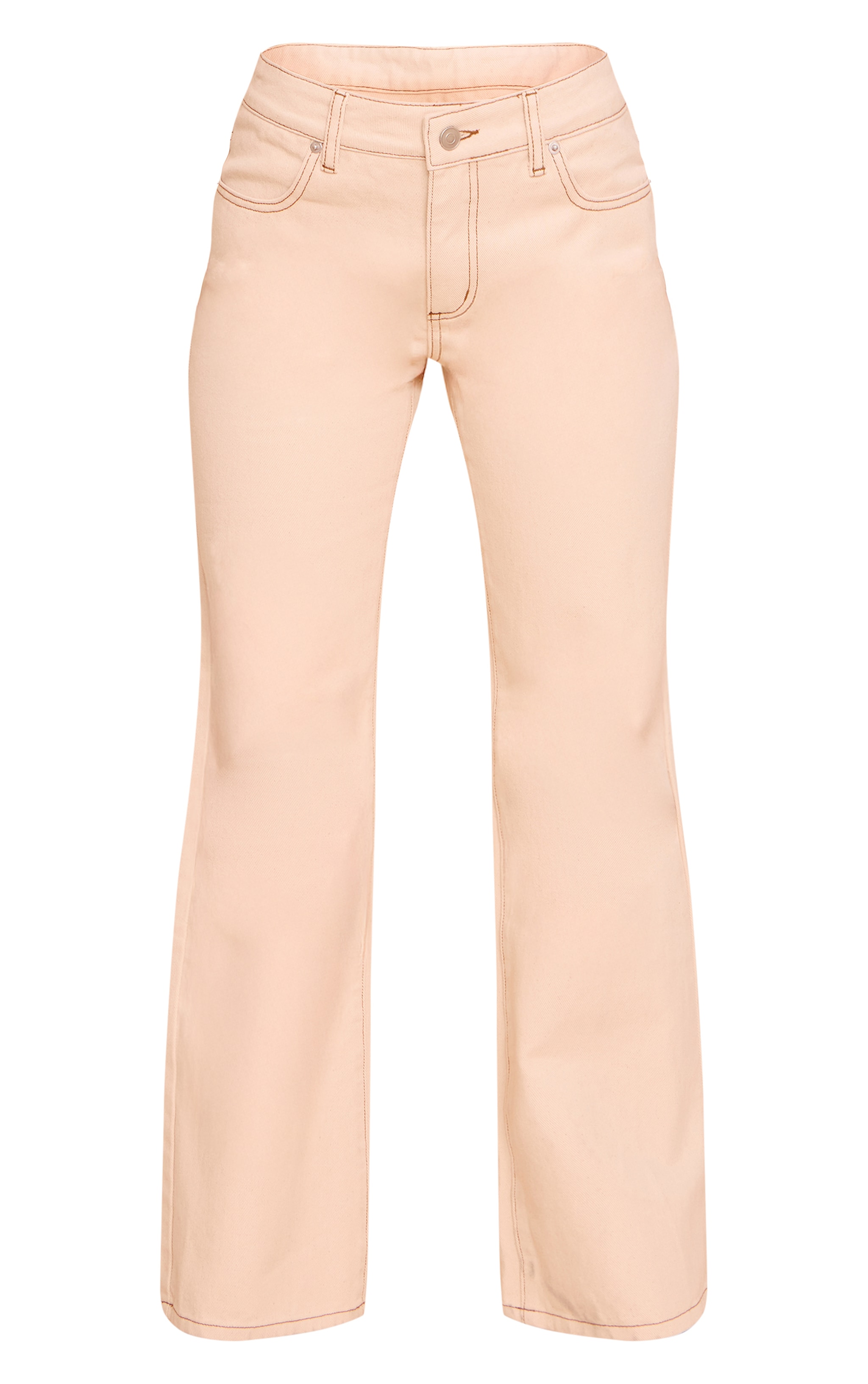 Ecru Linen Look Denim Mid Waist Straight Leg Jeans image 5