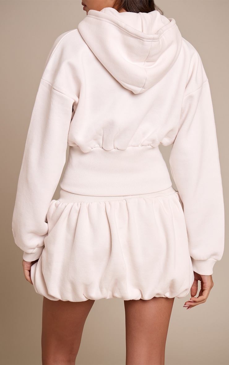 Cream Fleece Back Sweat Puffball Mini Skort image 3