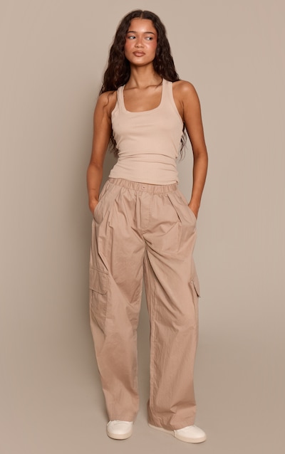 Stone Cotton Cargo Pocket Detail Pants