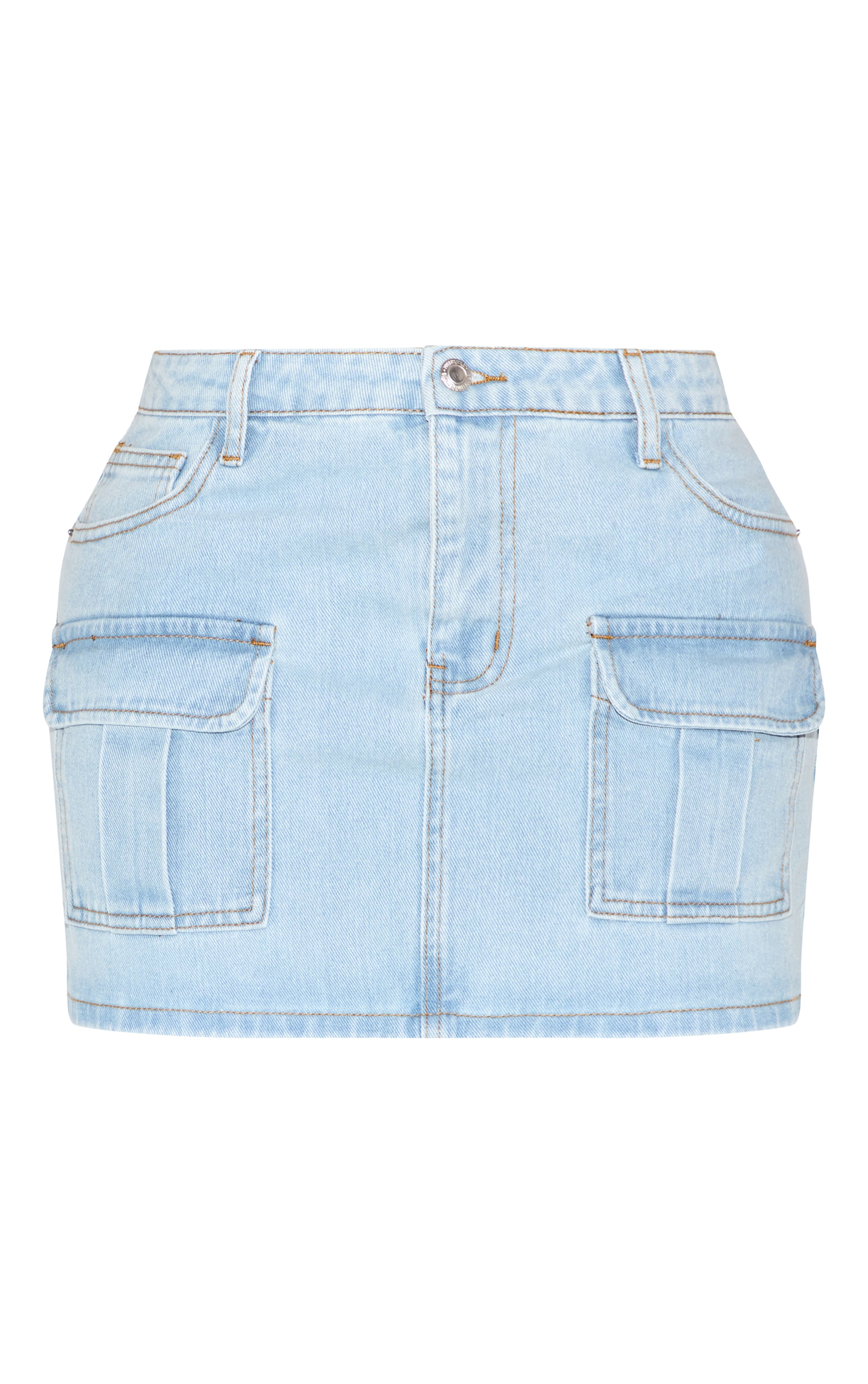Shape Light Blue Wash Denim Low Rise Micro Mini Skirt image 6