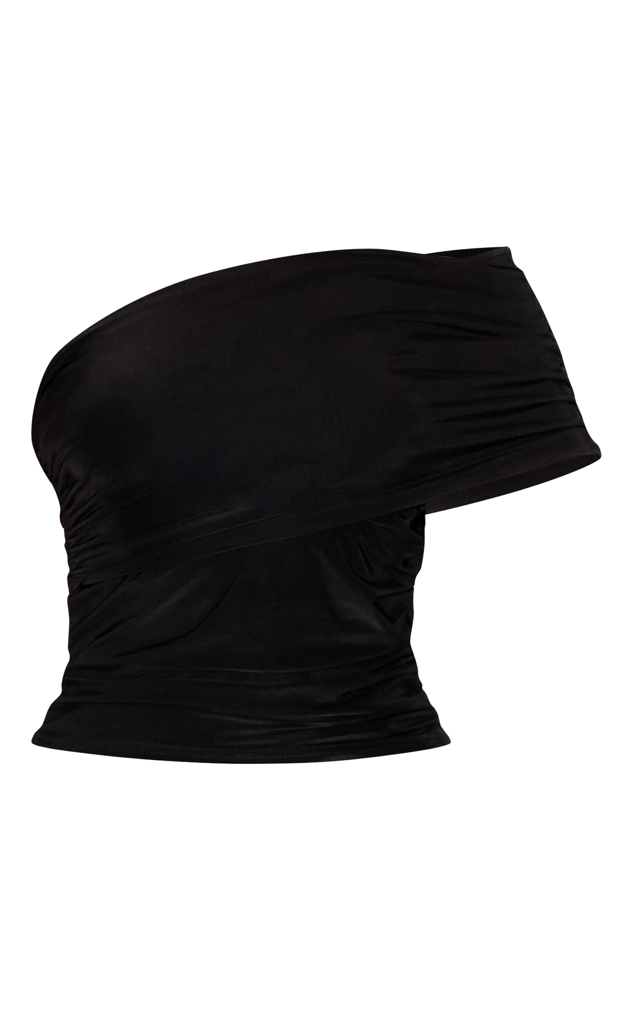 Black Double Layer Slinky Bardot Sleeve Top image 5