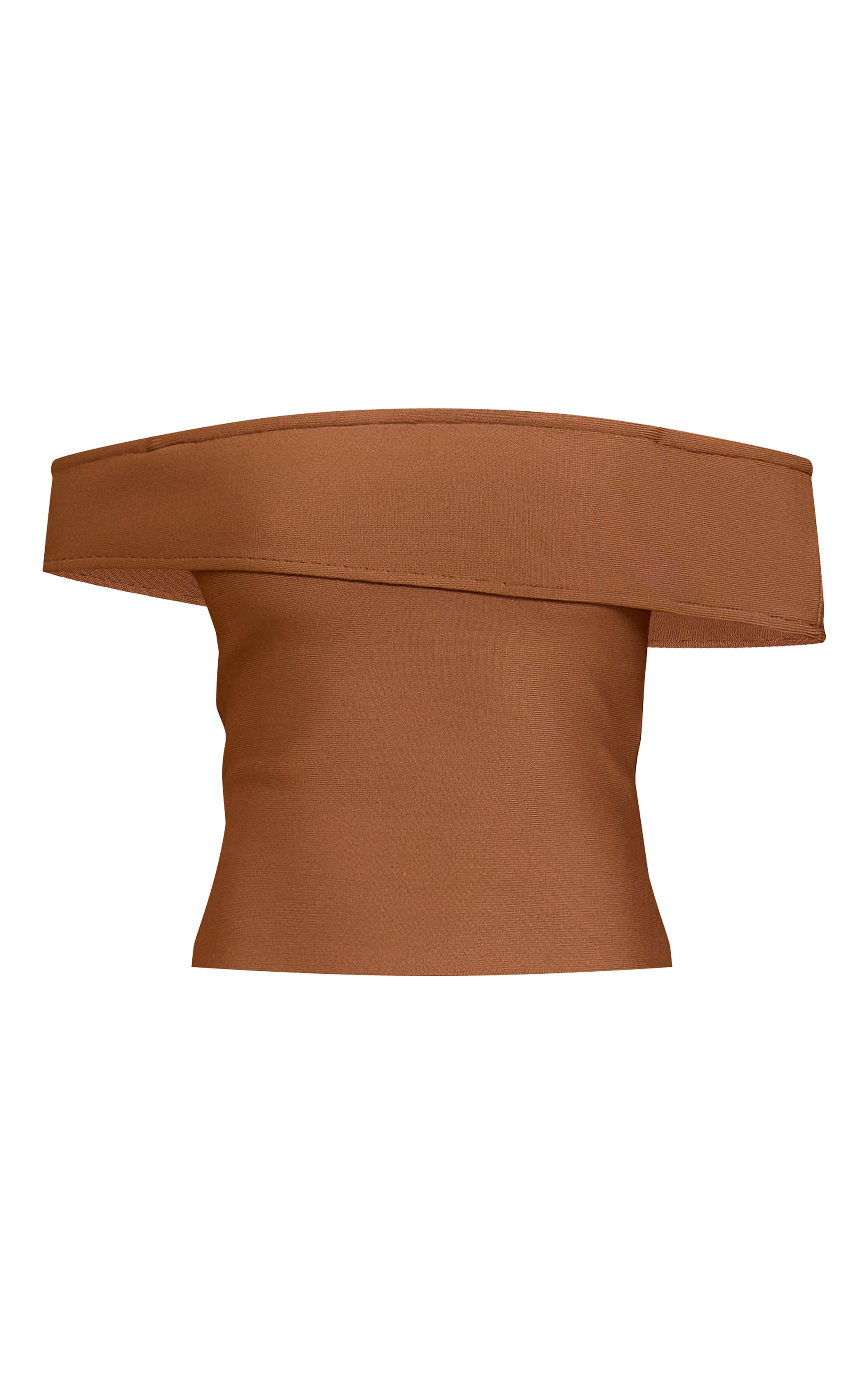 Deep Chocolate Tailored Bandage Knit Fold Over Asymmetric Top image 5