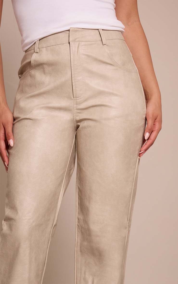 Stone Washed Faux Leather Straight Leg Pants image 4