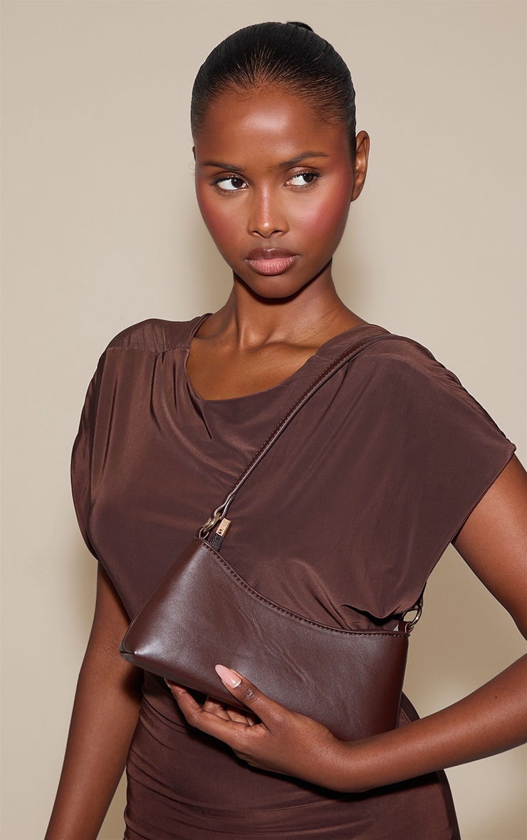 Chocolate PU Shoulder Bag