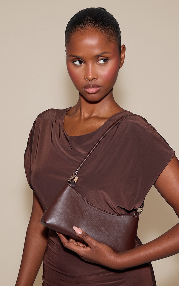 Chocolate PU Shoulder Bag