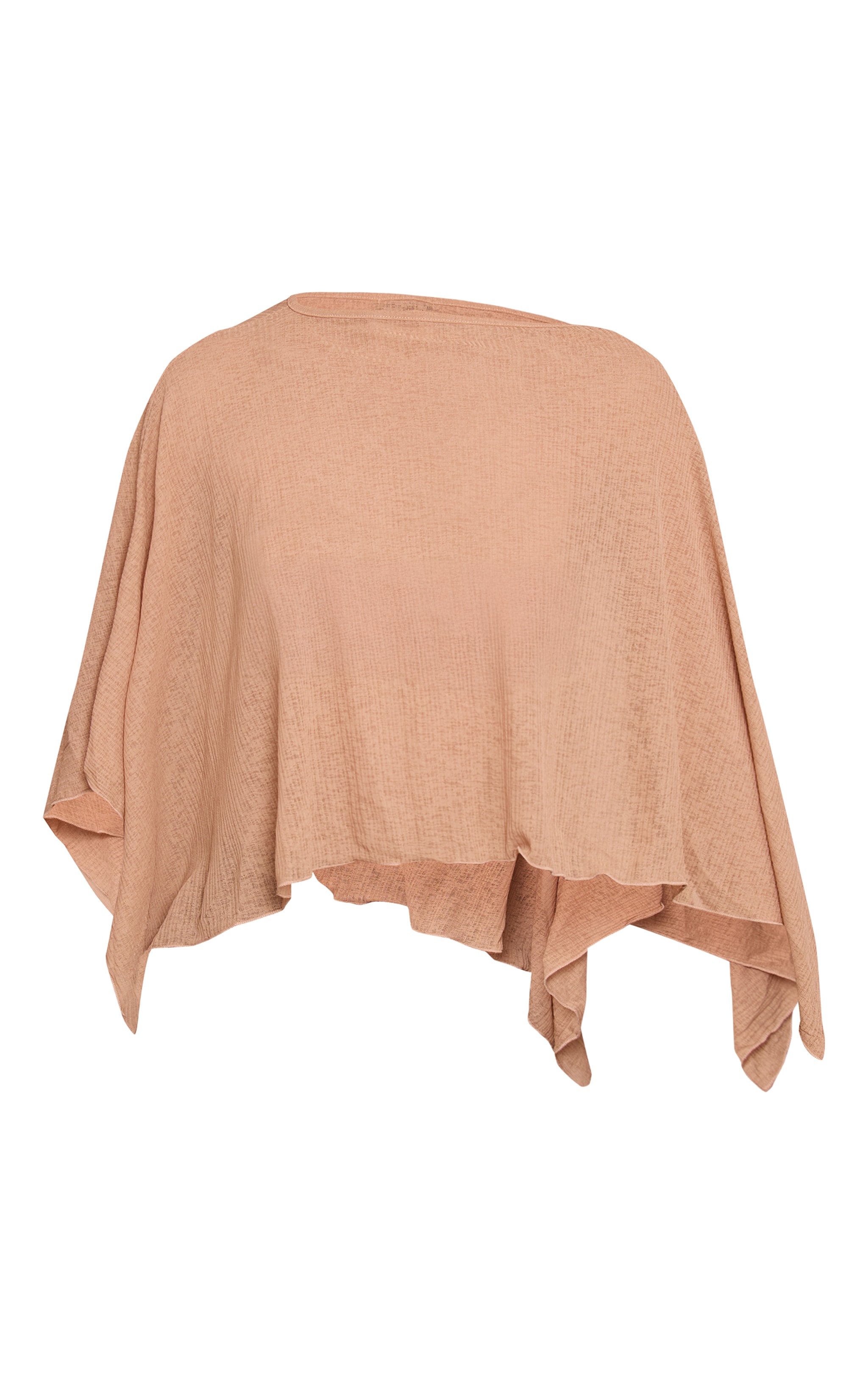 Sand Ribbed Burnout Mesh Cape Detail Long Top image 5