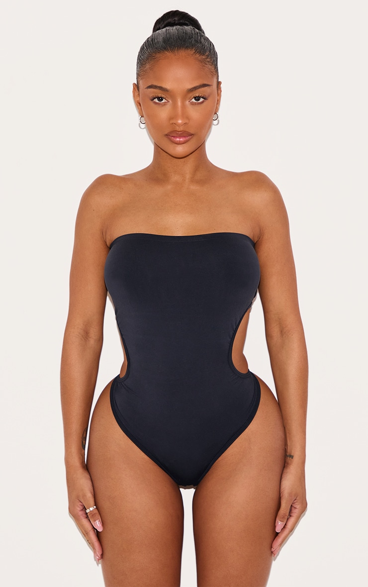 Shape Black Seamless Open Back Bandeau Bodysuit image 2