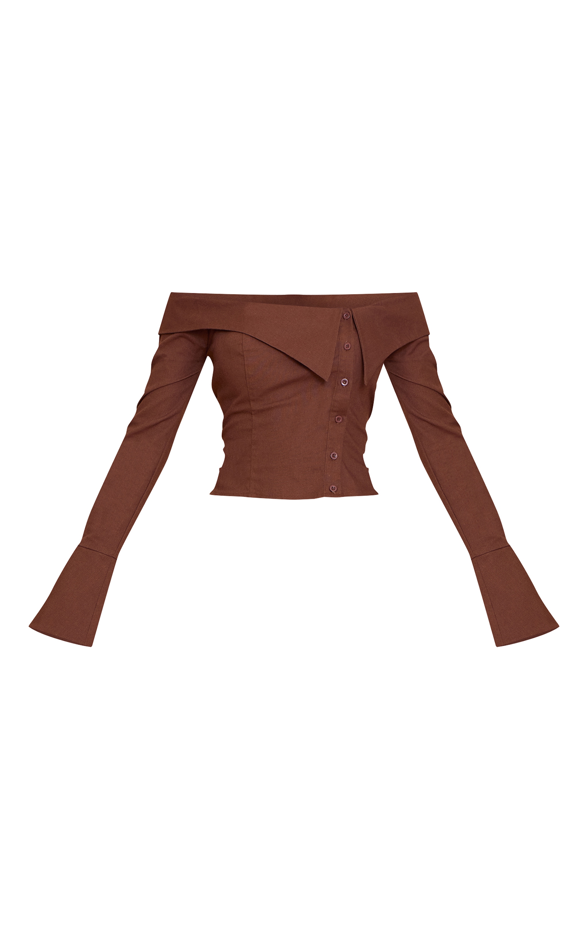 Chocolate Linen Bardot Button Up Shirt image 5
