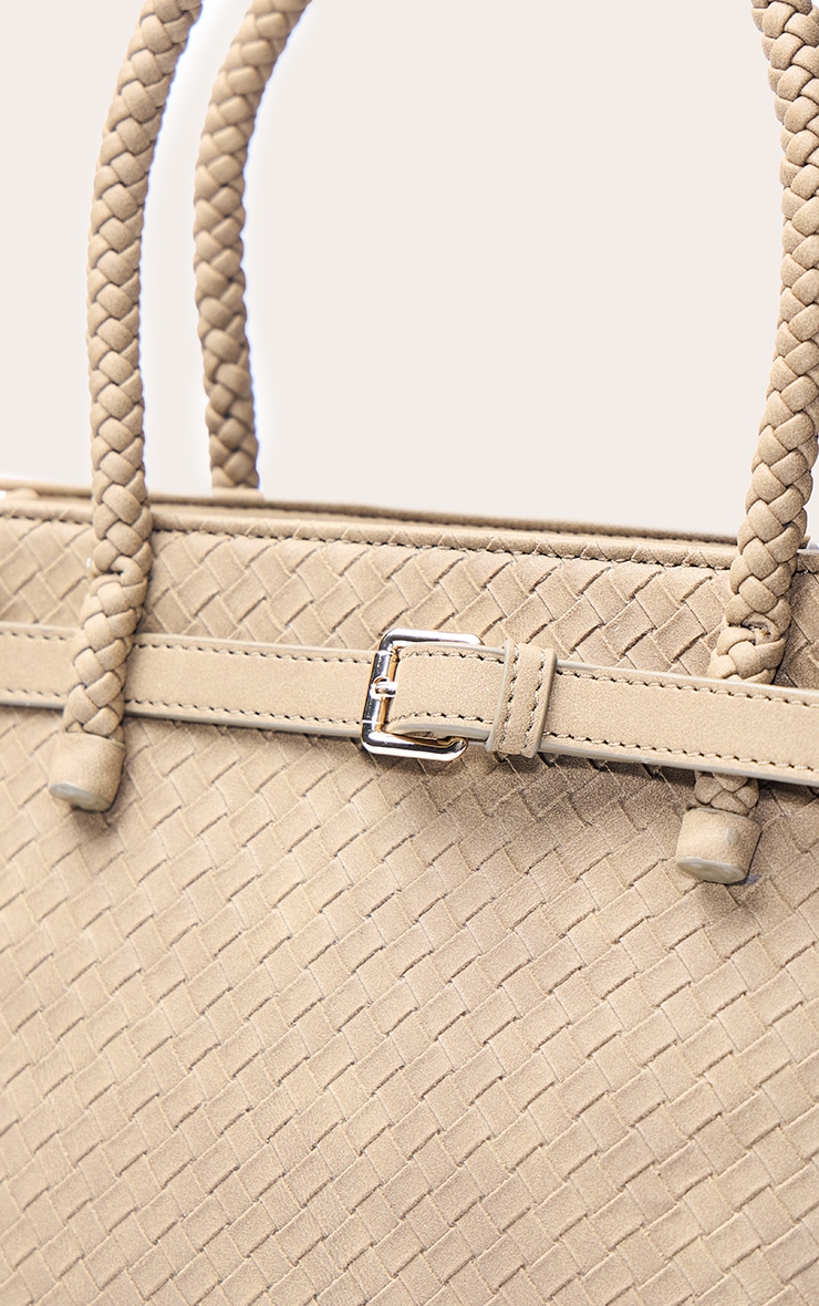 Olive Faux Suede Woven Belted Hand Bag image 5