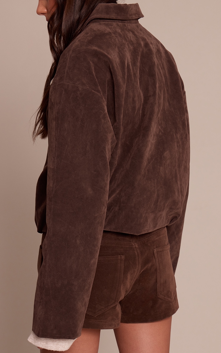 Dark Brown Suede Tailored Shorts image 3