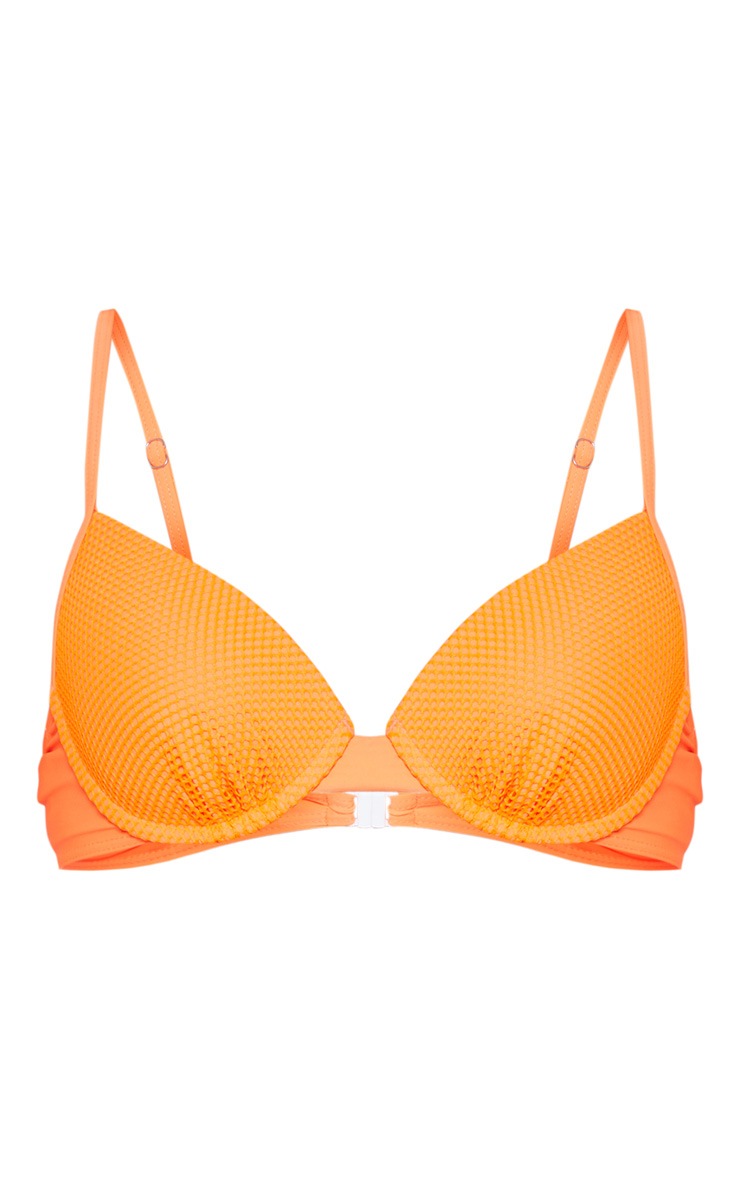 Neon Orange Cupped Bikini Top Swimwear PrettyLittleThing KSA