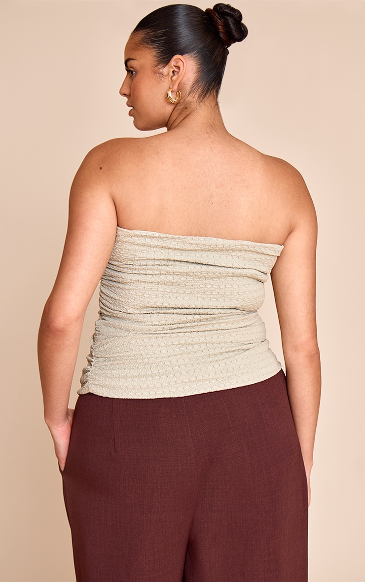 Plus Sage Green Textured Double Layer Bandeau Top image 2