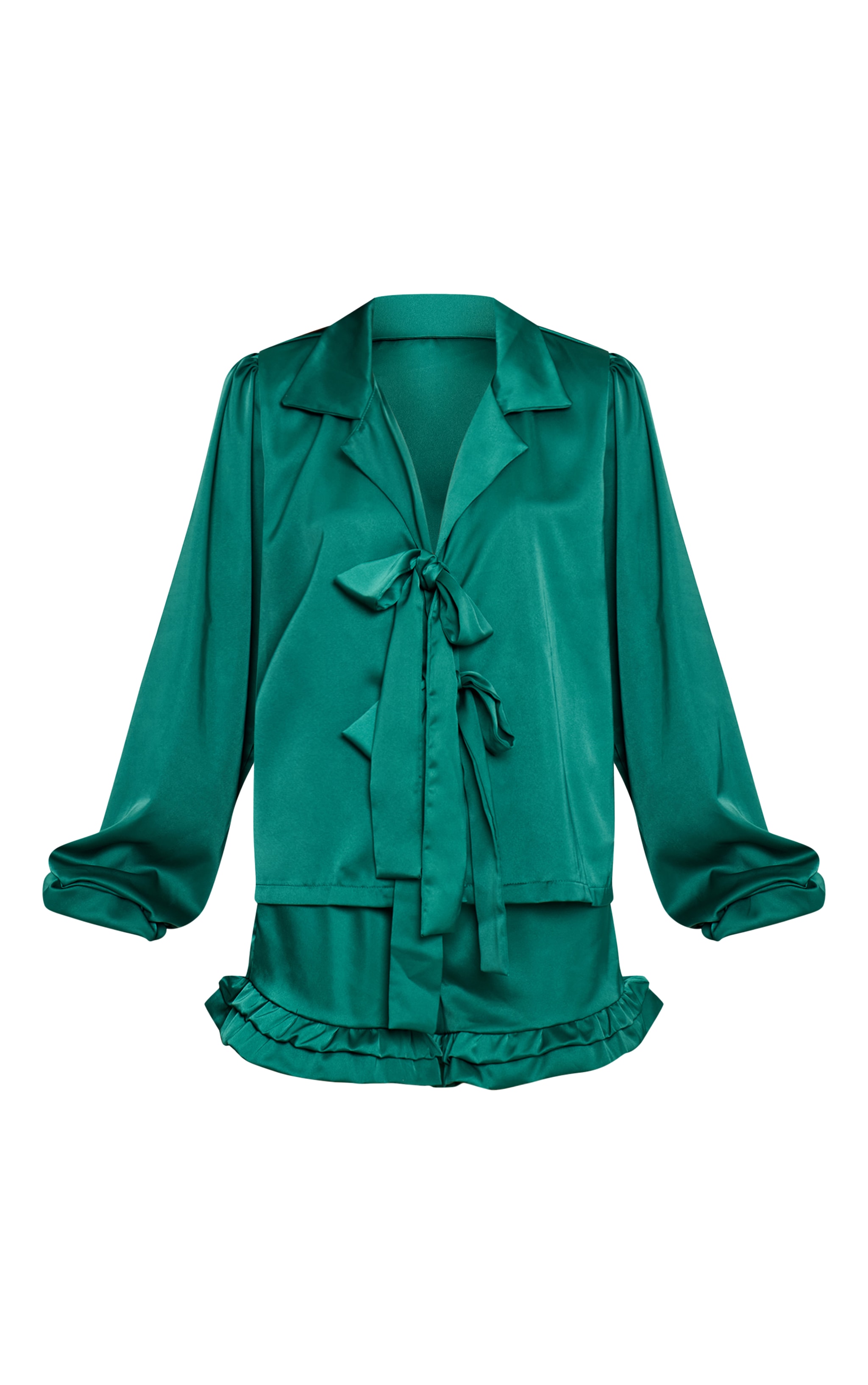 Green Frill Bow Tie Up Pyjamas image 5
