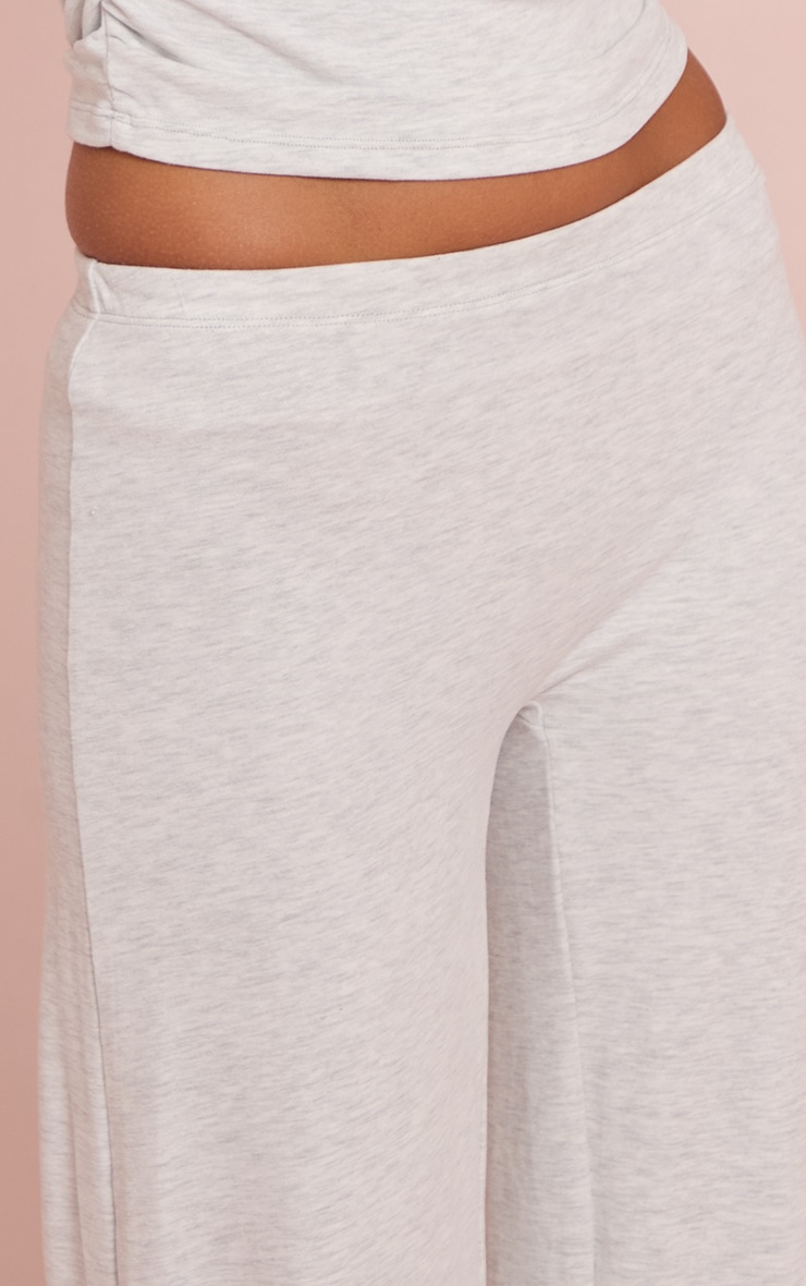 Pantalon décontracté droit en coton doux gris cendré à taille basse image 4