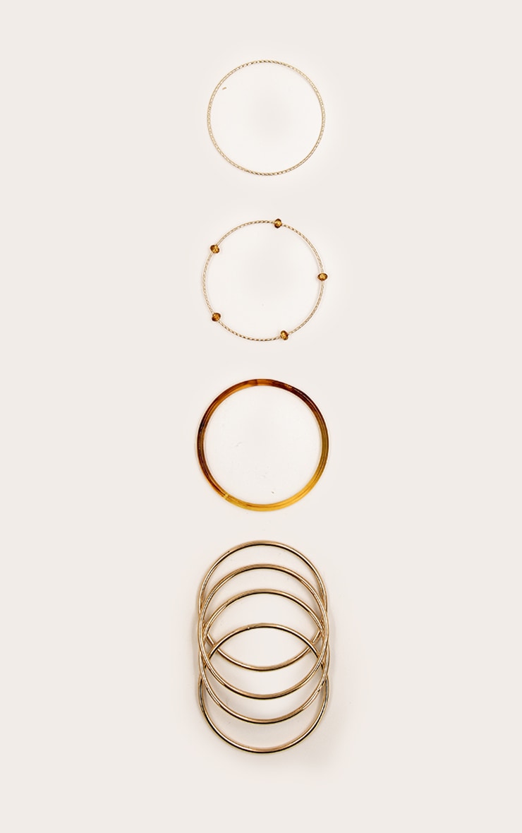 Gold Textured Multi-Pack Brown Resin Bangles image 2