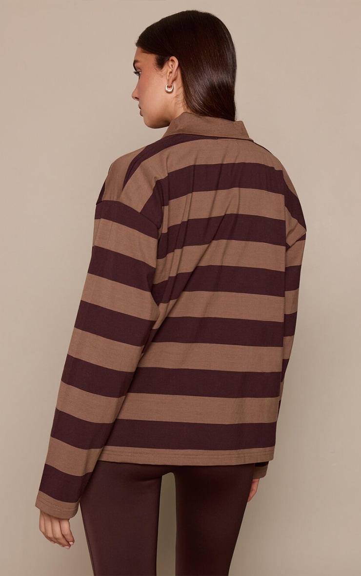 Brown Striped Polo Tshirt image 2