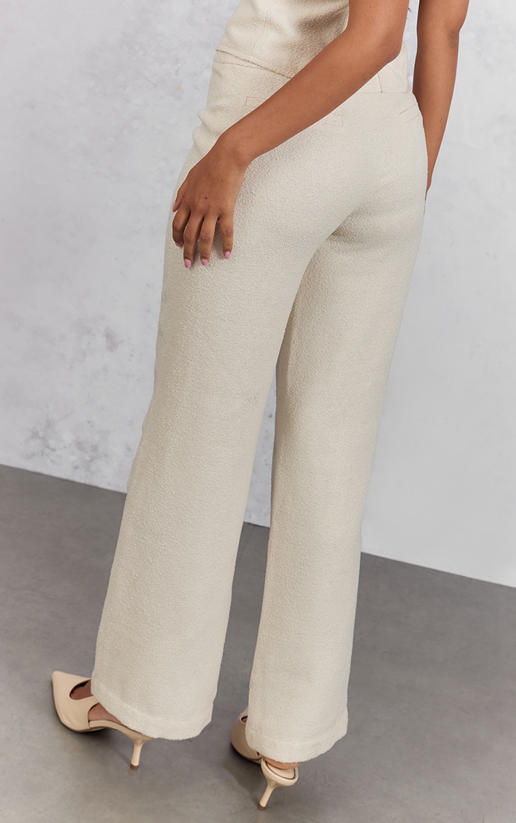White Boucle Low Rise Straight Leg Pant image 3