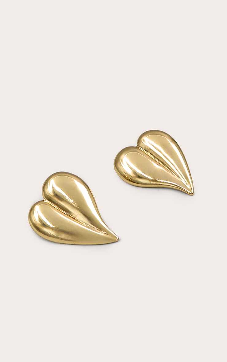 Gold Plated Smooth Heart Earrings image 3