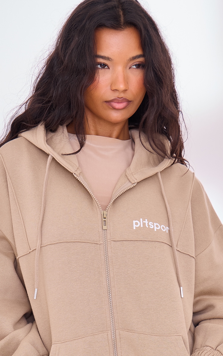 PLT Sport Hoodie café au lait clair chiné à zip image 4